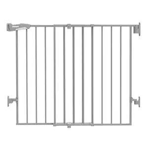 Babelio Baby Gate for Stairs, Kitchen & Doorways, 26-41" W 34" H Extra Tall| No Bottom Bar| Easy Installation| One-Handed Operation| Auto-Close| Hardware Mount Safety Dog/Pet Gate Indoor (Grey)