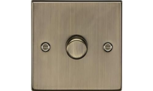 Knightsbridge CS2181AB 1G 2-way 10-200W (5-150W LED) trailing edge dimmer - Square Edge Antique Brass