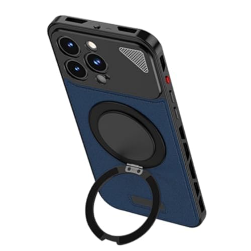 Coque en cuir iPhone 15 avec support rotatif protection métallisée luxe