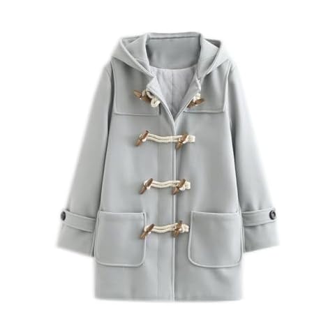 TURWXGSO Womens Winter Coats Casual Warm Hooded Jacket Long Sleeve Solid Color Woolen Hoodies Coat Ladies Outdoor Trendy Elegant Thermal Double Wood Button Overcoat Cover
