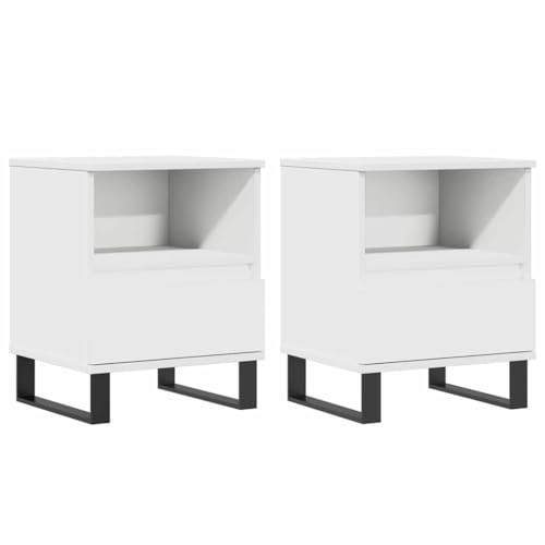 Table de chevet en bois blanche avec grand espace de rangement