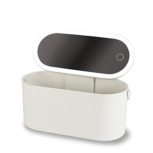 WD Lifestyle Beauty case portatile con specchio con luce LED. Colore bianco.