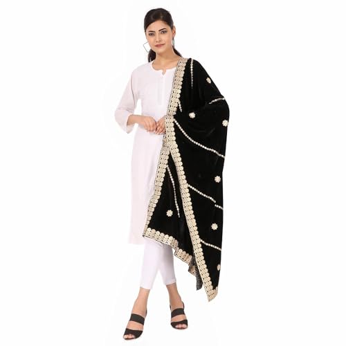 Women's Striped Gota Patti Velvet Dupattas3