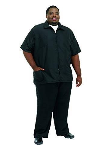 A Size Above Big & Tall Barber Jacket, Cut for Fuller Figures, Short Sleeve with Zipper Front, Left Breast Pocket Plus Two Lower Pockets, Lightweight, Water Resistant Nylon/Poly, Black, 3X
