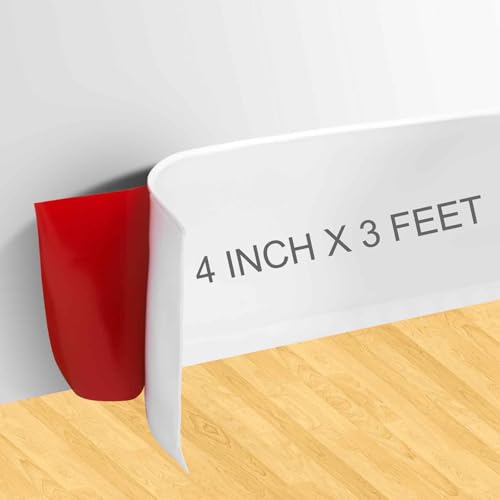 Jecarden Flexible Baseboard Molding Trim 4 Inch Width Width Baseboards for Walls Rubber Material (White, 3 Feet Length)
