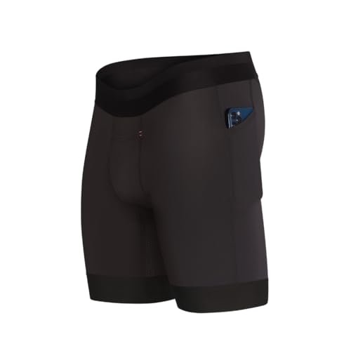 All Citizens Mens Compression Shorts - Two Waterproof Pockets, Moisture Wicking & Quick Drying Fabric, Performance Baselayer, Black, Large