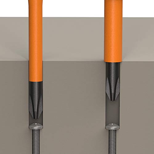 Klein Tools 33734INS 1000V Slim Tip Insulated Screwdriver Set, Phillips, Cabinet, Square Slim-Tip, Cushion Grip Handle, 4-Piece