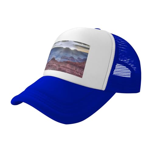 BLWSLC Sombrero de sol negro estampado del Gran Cañón, gorra de béisbol de malla ajustable, adecuada para senderismo al aire libre y viajes, azul, Talla única
