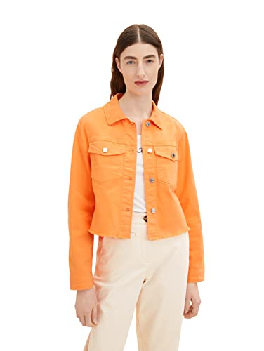 TOM TAILOR Damen 1035325 Basic Jeansjacke, 29751 - Bright Mango Orange, XXL