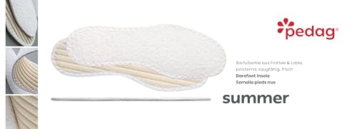 Image of Pedag Summer, Pure Terry Cotton Insoles, Handmade in Germany, Absorbs Sweat & Controls Odor, Ideal for Wear Without Socks, Washable, US Women 11 / Men 8 / EU 41, White, 3 Pair