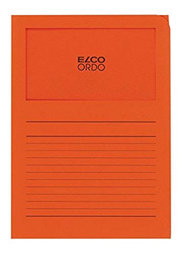 Elco Ordo Classico Papier-Organisationsmappen 220 x 310 mm 120 g/m² mit Aufdruck und Sichtfenster 180 x 100 mm Karton à 100 Stück orange