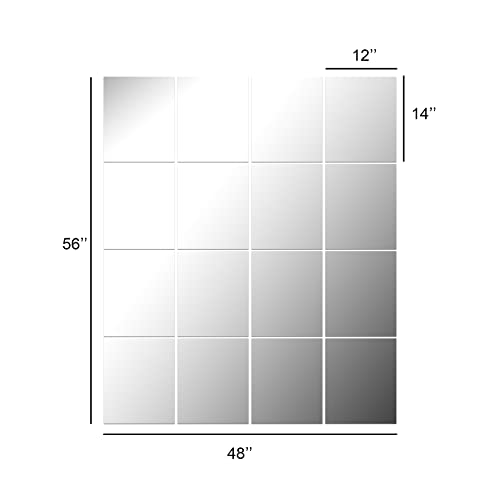 Delma Home Mirror Tiles, 14'' X 12'' Glass Frameless (16 Pcs), Large Wall For Gym,Bedroom,Door,Bathroom (Glass - 16Pcs) #TOP5