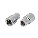 Aexit 1/2-inch Square Hand Operated Tools Drive 7/16-inch 6 Point Impact Socket Silver Tone 2pcs Model:35as403qo113