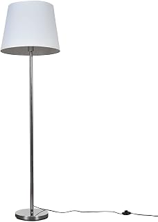 MiniSun Modern Polished Chrome Metal Standard Floor Lamp with a White Tapered Shade
