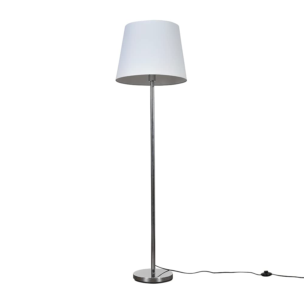 MiniSun | Modern Standard Floor Lamp In A Brushed Chrome Metal Finish With A Dark Grey Shade | Floor Lamps & Torchieres, Home Décor, Improvement