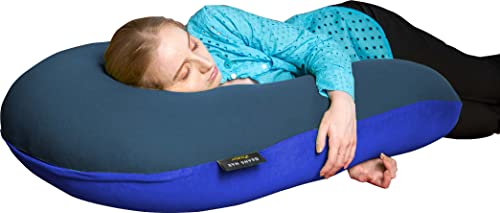 アイリスプラザ ビーズクッション プレミアム U字型 クッション サポートクッション 全10カラー U字サポート ビーンズMAX ビーンズマックス premium ブルー×ダークブルー 幅約70×高さ約95