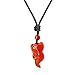 coai Collier Ajustable Pendentif Renard Pierres Véritables Agate Rouge Unisexe