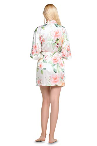 Image of Turquaz Women's Silky Satin Kimono Robes for Bridesmaids, Bride, Short Loungewear, Lingerie Dressing Gown Silk Like VS Robe