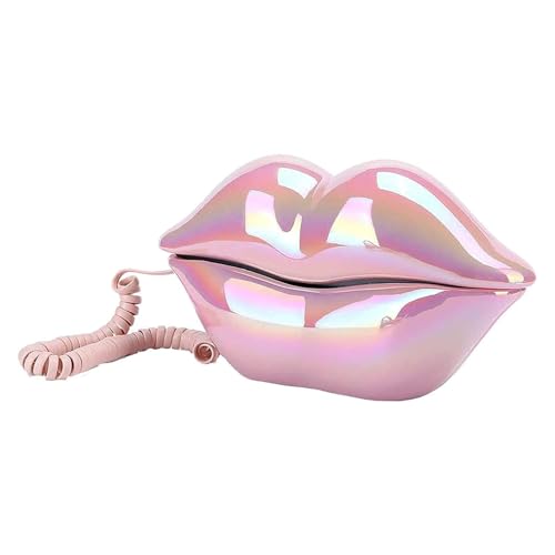 ZJYICANUS Advanced Home Telephone, Wired Novelty Cute Sexy Lip Phone, Wire Phone Home Decoration for Home Hotel Office Decor Gift (Electroplated Pink)