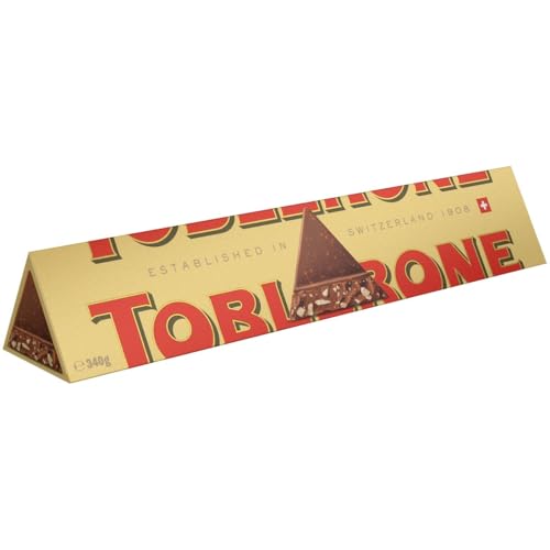 Toblerone Milk Chocolate, Honey and Almond Nougat Large Gift Bar, Made with Swiss Milk, Christmas Treat for Gifting, or Sharing, 340 g (Pack of 1)