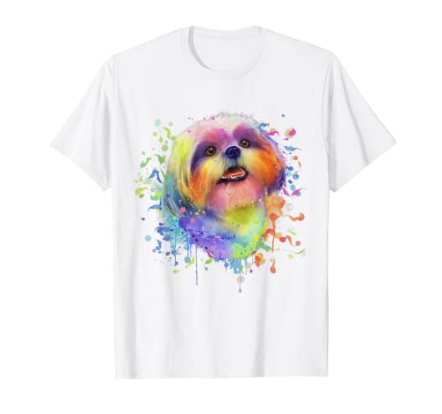 Colorful splash art shih tzu ritratto shitzu puppy proprietario maglietta