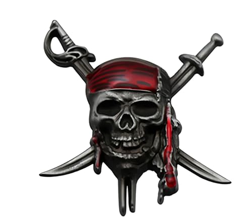 Image of Pirate Plus Black Pearl Edition Trunk Side Rear Front Hood Door Emblem Decal 3D Letter Badge Sticker (Black Red)