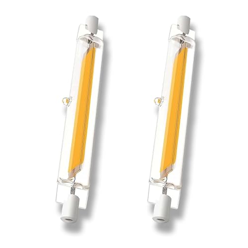 ZJZG Bombilla R7S LED 118mm 20W, LED R7S Regulables 118mm COB Equivalente 200w Lámpara Halógena, Blanco Cálido 3000K, 2000LM, iluminación de haz de 360 ​​°, Bajo Consumo, 2 Pack