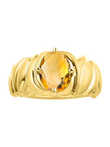 Bague avec topaze jaune citrine véritable RYLOS pour femme, bijou de créateur élégant
