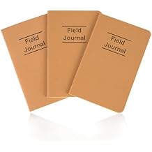GSM Brands Field Journal - 3 Pack | Durable Pocket Notebook for Notes | 48-Page 24 Sheet Kraft Book