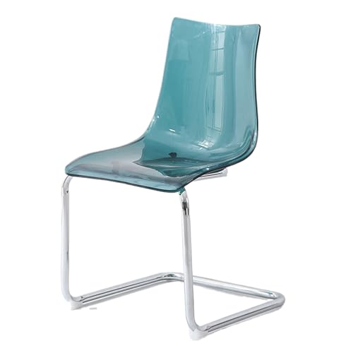 Silla de comedor de acrílico transparente con respaldo, silla C para el hogar y la oficina modernos, diseño ligero, multicolor (azul)