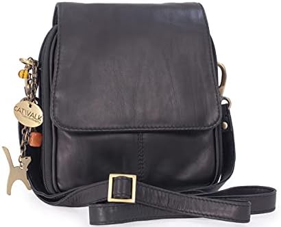 Catwalk Collection Handbags - Women's Leather Cross Body Shoulder Bag - Organiser Messenger with Long Adjustable Strap - TEAGAN