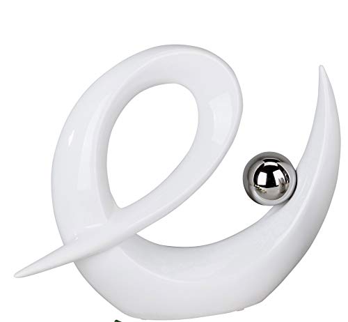 Scultura moderna ceramica bianco/argento altezza