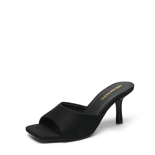 Image of DREAM PAIRS 2026 Women's Kitten Heels Sandals - Square Toe Slip On Low Heels, Heeled Mules Footwear for Everyday, Dressy & Casual Occasions