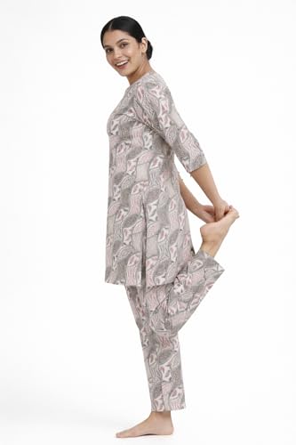 Image of Duchess Women's Pure Cotton Printed Long Length Night Suit Set