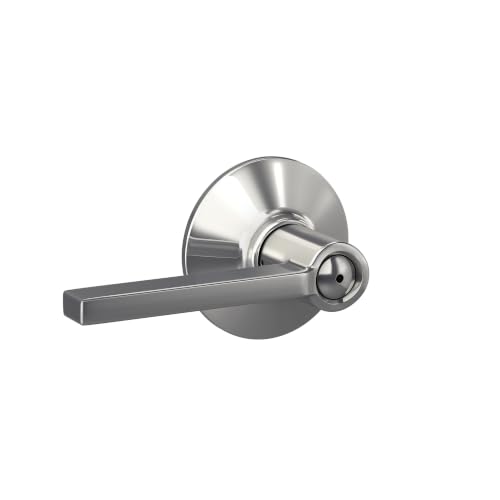 Image of SCHLAGE Latitude Bed /Bath Privacy Door Handle with Lock, Bright Chrome | Interior bedroom or bathroom door lever with push button lock, Reversible, Easy install, Certified durability, Universal fit