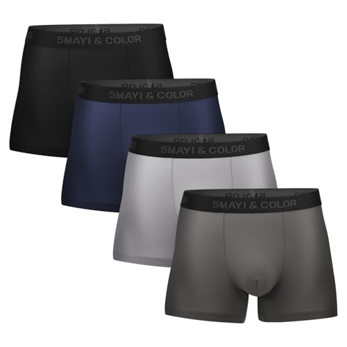 5Mayi Mens Underwear Boxer Briefs Short Leg Athletic Trunks Underwear for Men Pack No Fly L