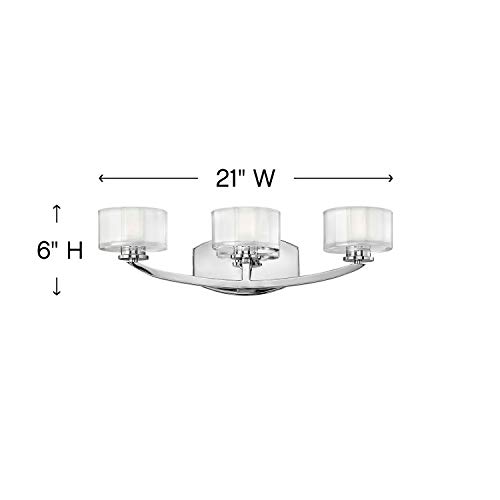 Hinkley Meridian Collection Contemporary Modern Three Light Bathroom Vanity Fixture, Chrome #TOP1