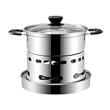 Spirituskocher Indoor mit Pfanne, Campingkocher, Edelstahl, 20 cm