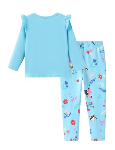 Image of Disney Minnie Mouse Daisy Duck Cuckoo-Loca Girls' Outfit Flutter Long-Sleeve Sweatshirt Top & Printed Leggings Set Clothes for Girls Shirt and Pants Two Piece Outfits Turquoise 2T