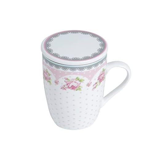 Conjunto Caneca com Tampa e Filtro de Porcelana Rose com Caixa de Presente Lyor Rosa/ Branco 310Ml