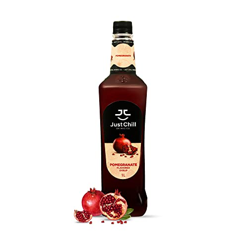 Just Chill Drinks Co. Pomegranate Fruit Syrup, 1 Litre - Real Fruit Juice Concentrate - Non-GMO, Vegan, Gluten Free