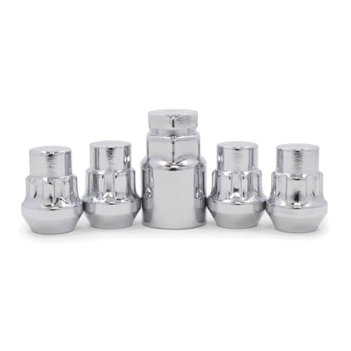 ERSGRP Locking Lug Nuts Wheel Locks Bulge Acorn Cone Seat Chrome 1/2-20 for Taurus 08-13, for Continental 71 73-80 82-83 85-87 Key 4pc