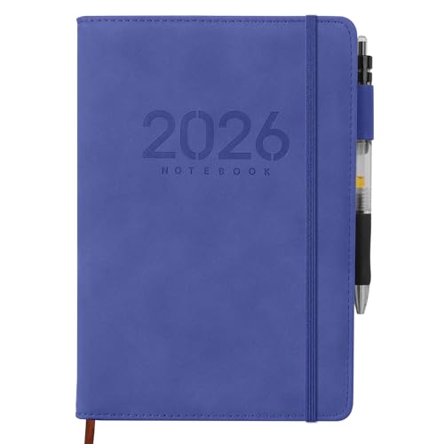 2026年手帳 A5 ダイアリー ウィークリー スケジュール手帳 400 ページ サイドペンホルダー 伸縮バンド付き 分類検索ページ しおり 多機能内頁 月間計画 日メモ 2026 1月始まり (ブルー, A5)の商品画像（Amazon）