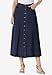 Woman Within Plus Size Petite Perfect Side-Elastic All-Cotton Button Front Denim Jeans Skirt - 30 WP, Medium Stonewash