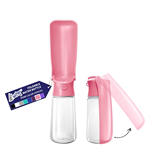 Image of WePet Foldable Portable Dog Water Bottle Puppy Water Dispenser with Drinking Feeder, 19 OZ, High-Temperature Resistant Leak Proof for Pets Outdoor Walking, Hiking, Travel, Food Grade Plastic BPA Free