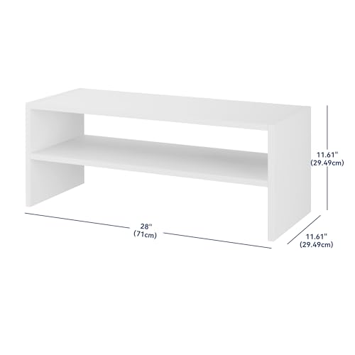 Whitmor Stackable 28" Extra Wide 2-Shelf Storage Organizer, Stackable Wood Combination Shoe Organizer Racks Shelves for Closets, Entryway, Hallway, Garage,White,2 Pack - Image 3