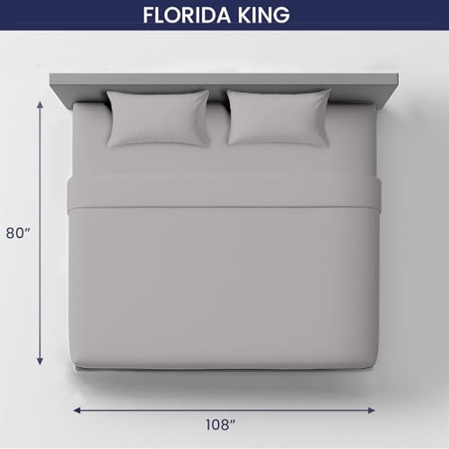 Image of SGI bedding 108 inch W x 80 inch L 4Pc Florida King Sheet Set 100% Egyptian Cotton - 600 Thread Count, Fits 18 inch Deep Pocket - Soft Breathable Oversized Sheets, for Extra Large Beds - Light Grey