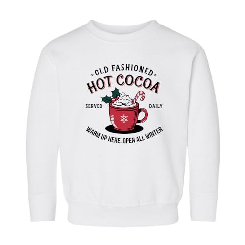 TeesAndTankYou Daily Old Fashioned Hot Cocoa Kids Sweatshirt Toddler 2T White