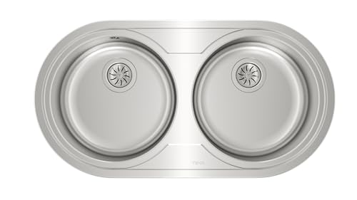 DUETTA 2C Fregadero inox 2 cubetas redondas, 150mm, Mueble 90