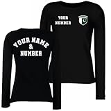 Camiseta de Fútbol Personalizada para Mujer de Manga Larga – Pakistán | Tu Nombre y Número | Insignia con la Bandera Pakistaní | Camiseta Personalizada | Copa del Mundo 2026 (L Negro Multicolor)